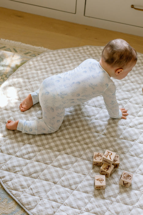 Organic French Linen Play Mat - Oat & Oat Gingham
