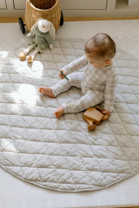 Organic French Linen Play Mat - Oat & Oat Gingham