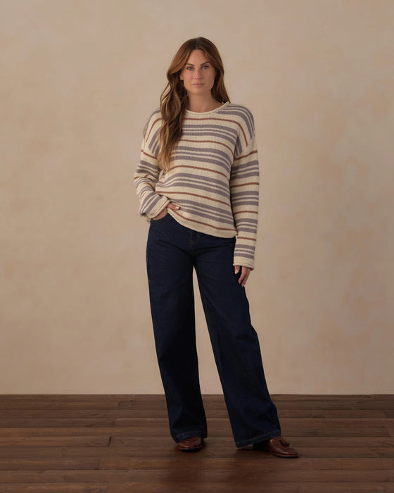 Women's Jacques Sweater Dusty Blue Stripe