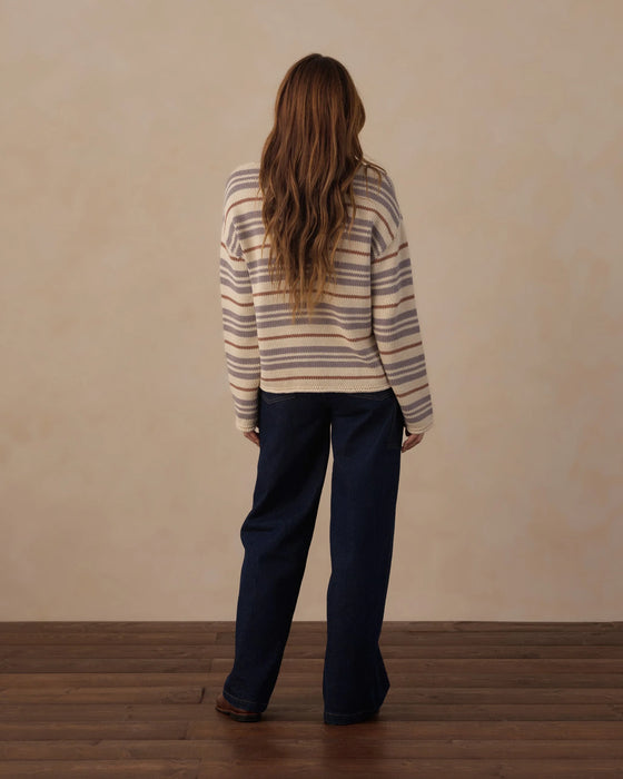 Women's Jacques Sweater Dusty Blue Stripe