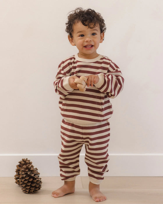 Waffle Slouch Set Black Cherry Stripe