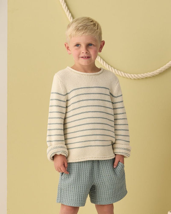 JACQUES SWEATER SEA GREEN STRIPE - NATURAL