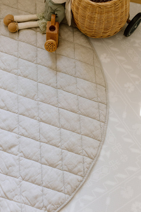 Organic French Linen Play Mat - Oat & Oat Gingham