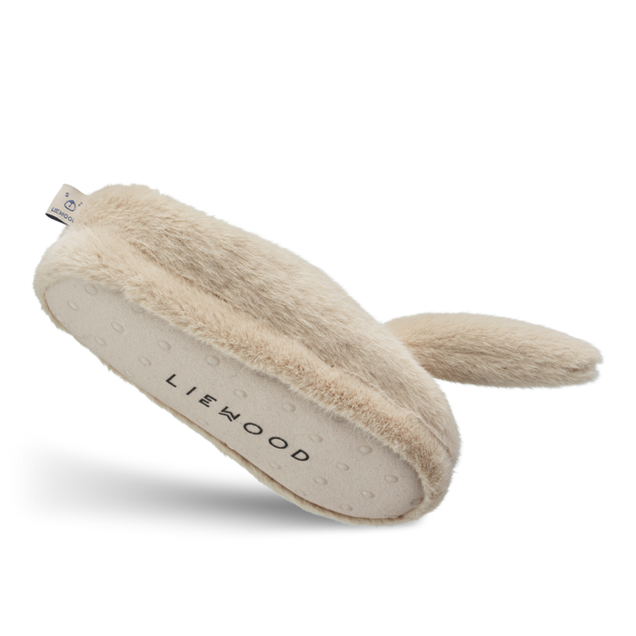 fuzzy bunny slipper showing anti slip bottom
