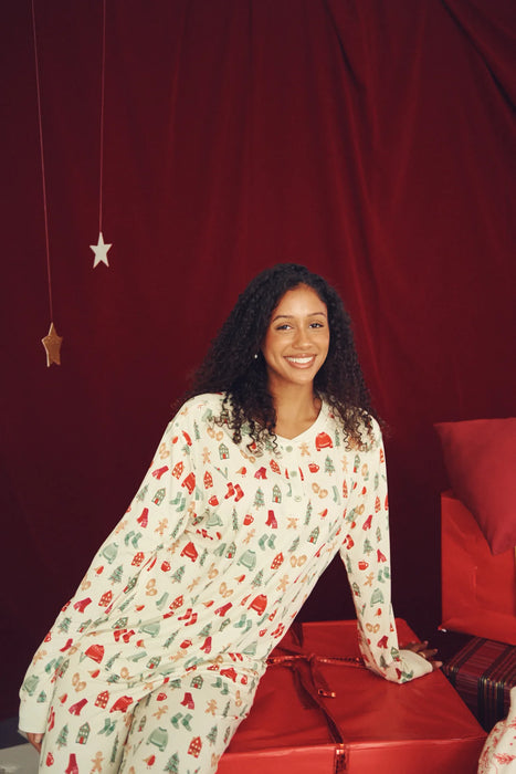 Ladies Henley Wide Leg Set - COZY CHRISTMAS
