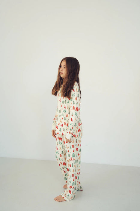 YOUTH Henley Wide Leg Pant Set - COZY CHRISTMAS