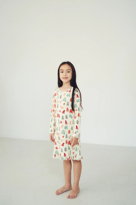 Ruffled Sleep Dress - COZY CHRISTMAS