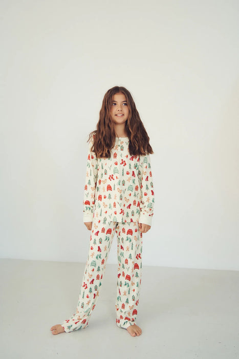 YOUTH Henley Wide Leg Pant Set - COZY CHRISTMAS