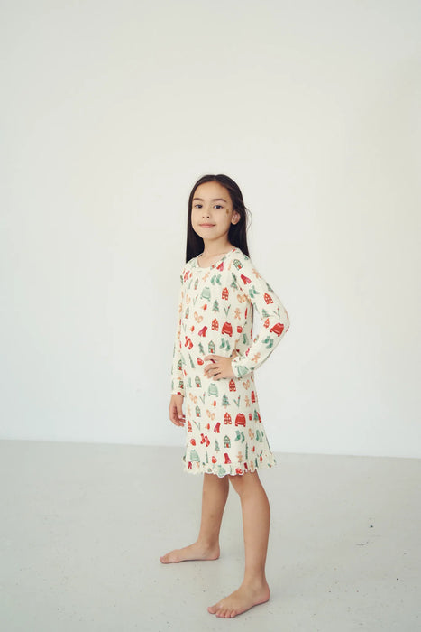 Ruffled Sleep Dress - COZY CHRISTMAS