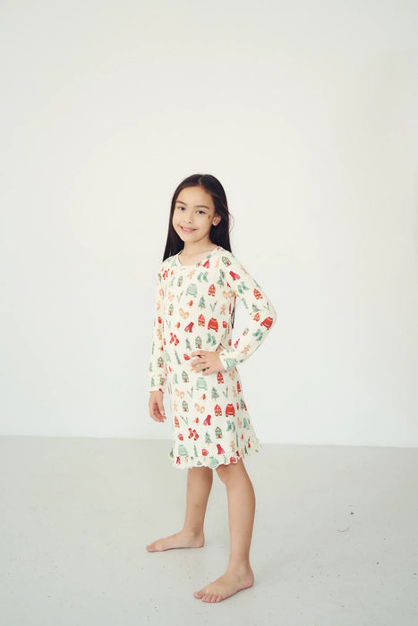 Ruffled Sleep Dress - COZY CHRISTMAS