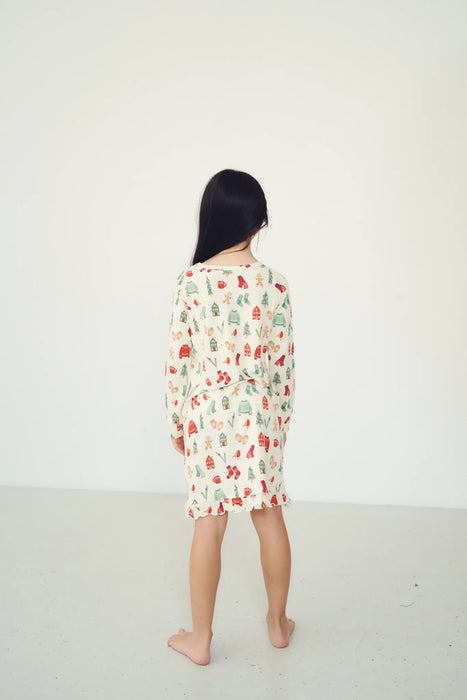 Ruffled Sleep Dress - COZY CHRISTMAS