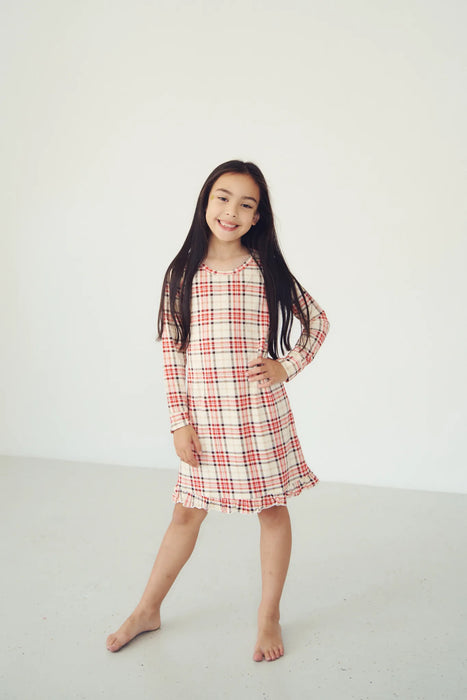 Ruffled Sleep Dress - CHRISTMAS TARTAN