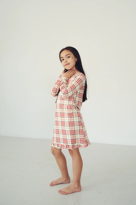 Ruffled Sleep Dress - CHRISTMAS TARTAN