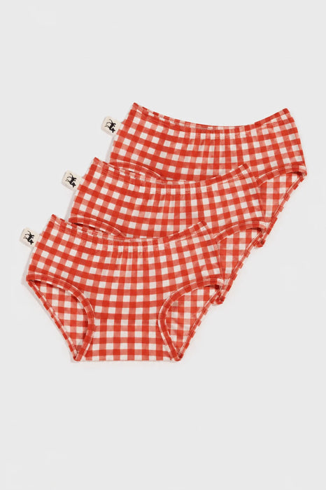 Singe Pair Kids Undies - RED GINGHAM