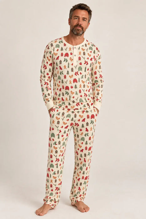 Men's Henley Wide Leg Set - COZY CHRISTMAS