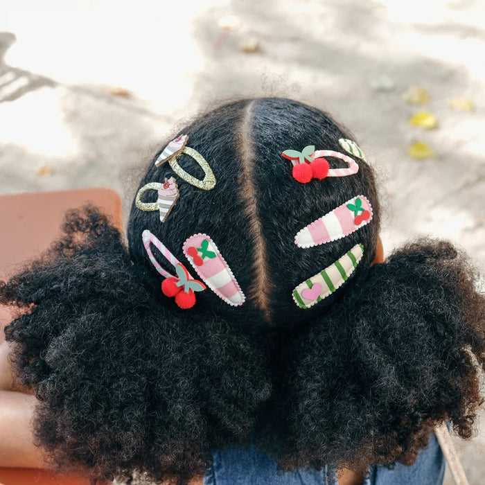 Cherry Kiss Stripy Clips