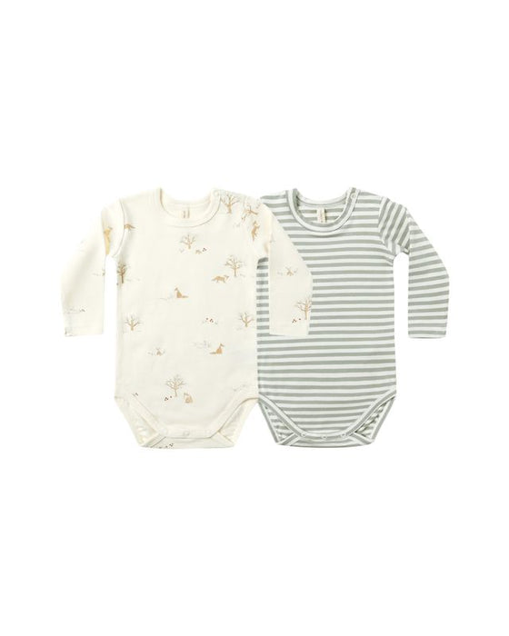Jersey Bodysuit 2 Pack || Fox Land & Fern Stripe