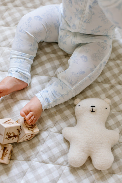 Organic French Linen Play Mat - Oat & Oat Gingham