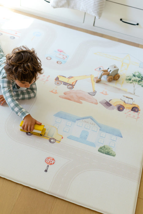 Padded Play Mat - Little Town & Latte Stripe