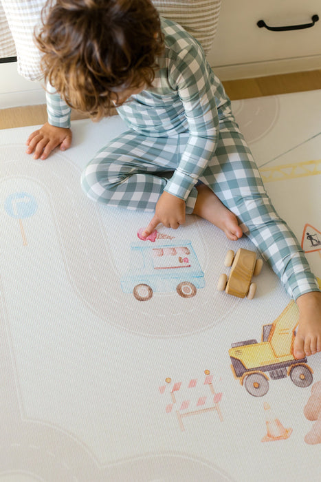 Padded Play Mat - Little Town & Latte Stripe
