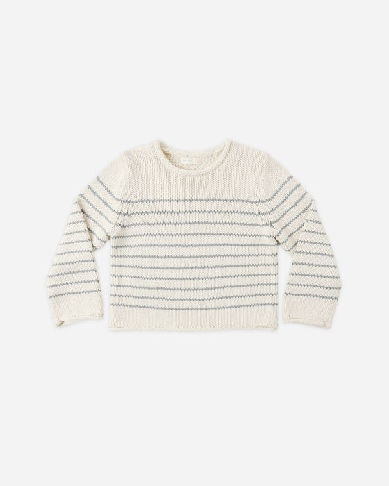 JACQUES SWEATER SEA GREEN STRIPE - NATURAL