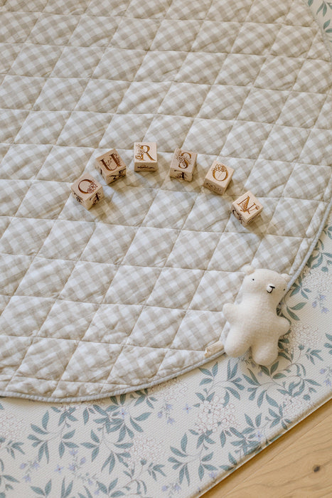 Organic French Linen Play Mat - Oat & Oat Gingham