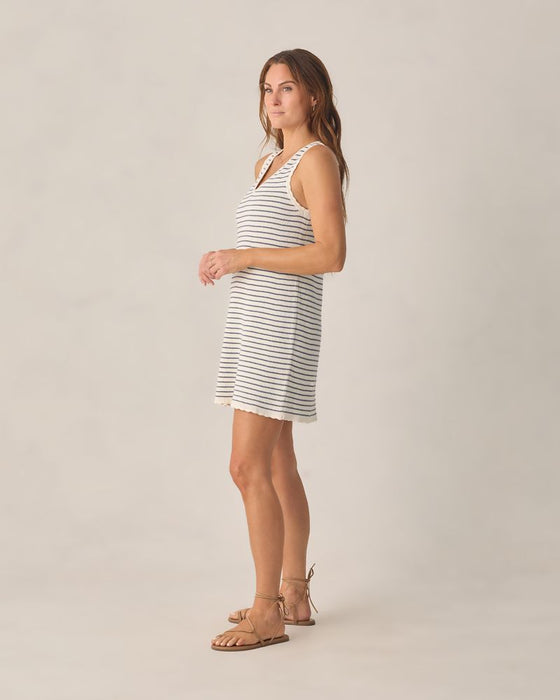 Crochet Tank Mini Dress - Marine Stripe