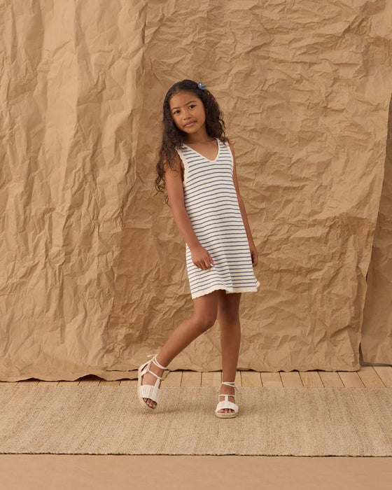 Crochet Tank Mini Dress - Marine Stripe