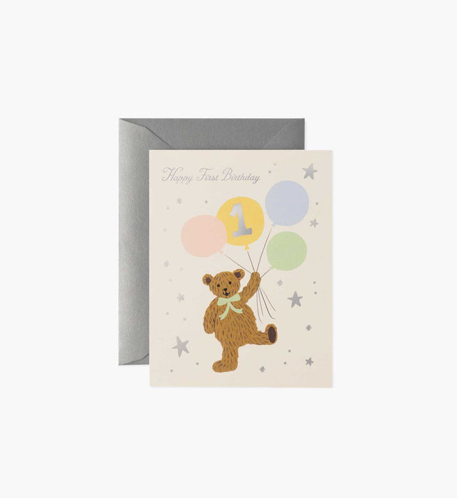 First Birthday Bear Card