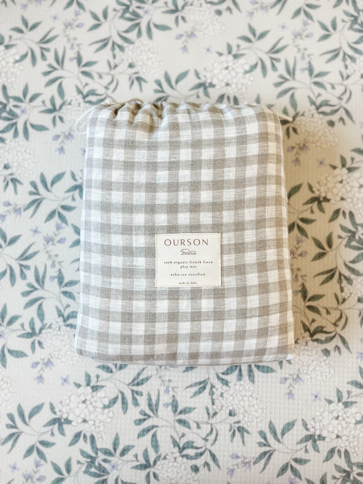 Organic French Linen Play Mat - Oat & Oat Gingham