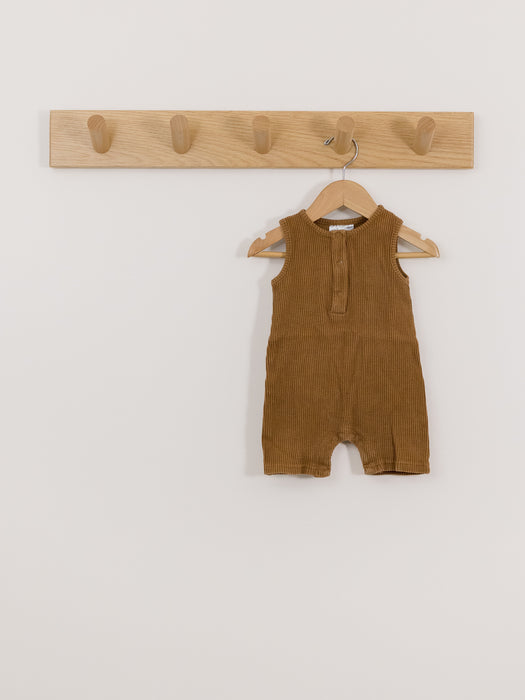 Mebie Baby - Tan Ribbed Romper