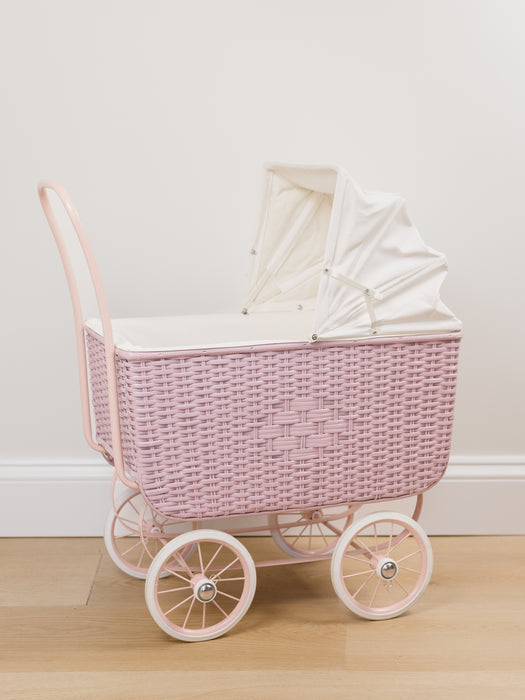 ASTRUP Carrito doll pram retro rattan rose