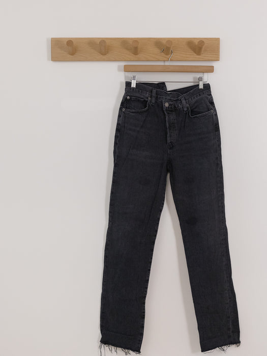 Agolde | Criss-Cross Straight Leg Black Jeans