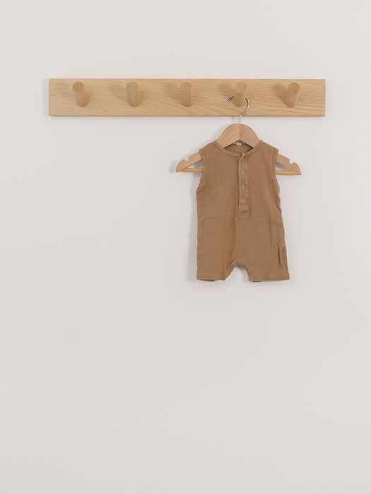 Quincy Mae | Sleeveless Brown Ribbed Romper