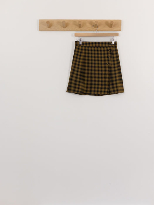 Rylee + Cru Plaid Midi Skirt || Charteuse Plaid