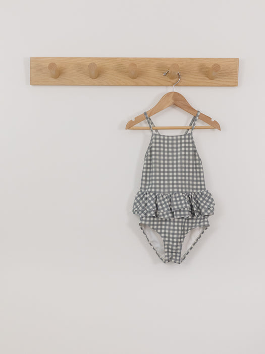Quincy Mae Sage Gingham Ruffle Swimsuit