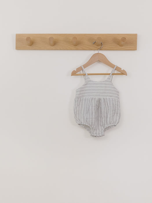 Oat White Striped Bubble Romper