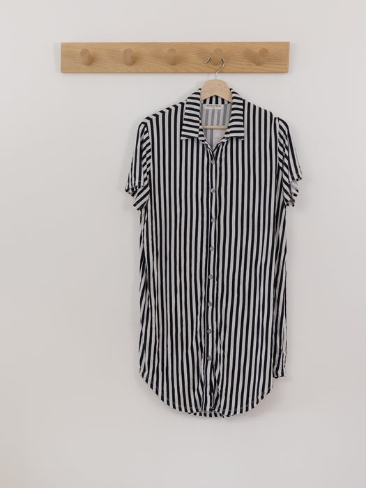 Bambi & Birdie Cabana Stripe Collared Nightgown
