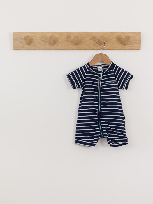 Bonds Navy Striped Shorty Romper