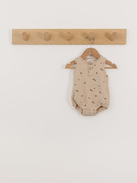 Mebie Baby Tan Flower Shortie Romper