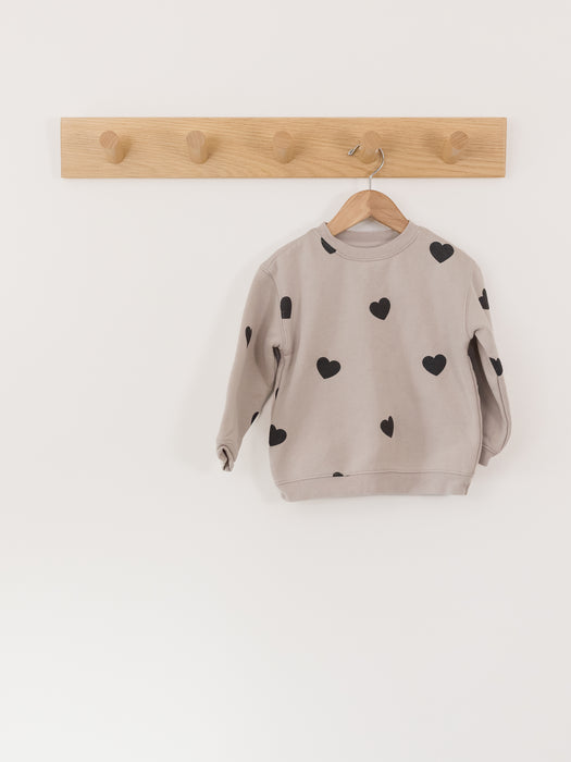 Brunette The Label Kids All Over Heart Classic Crew