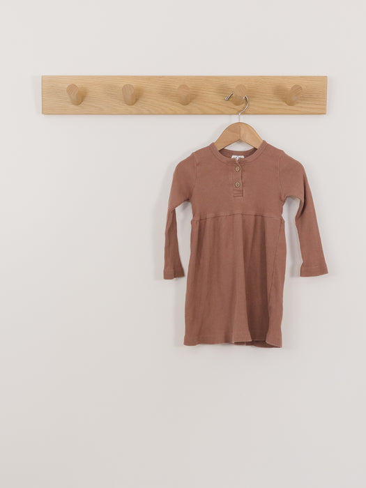 Mebie Baby Brown Ribbed Henley Dress