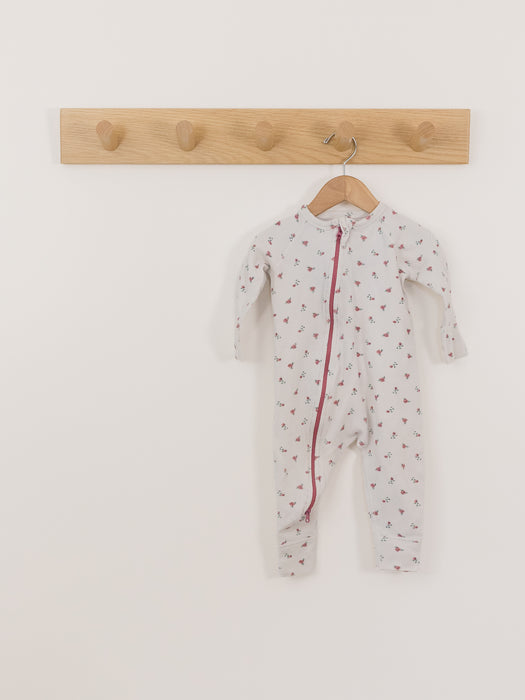 Sapling Rose Waffle Zip Romper