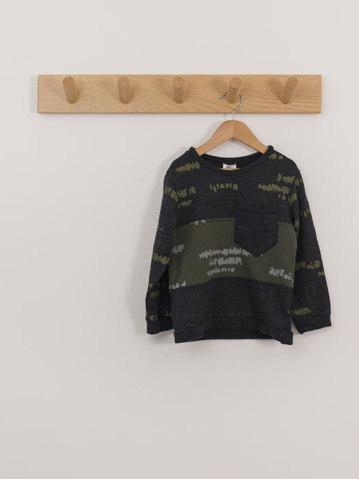 Little Flock of Horrors Green and Grey Colourblock Pullover