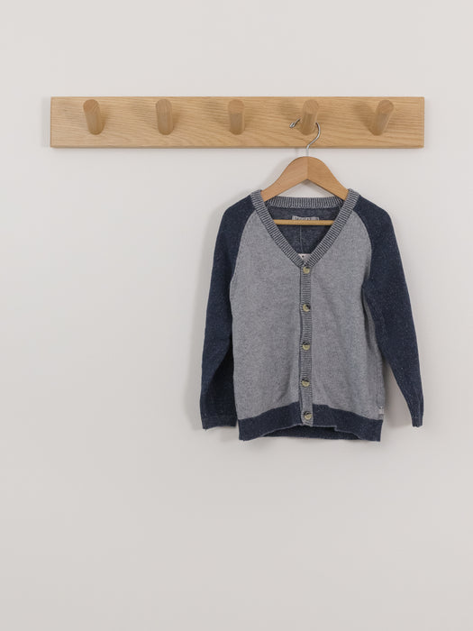 Wheat Colour Block V-Neck Cardigan