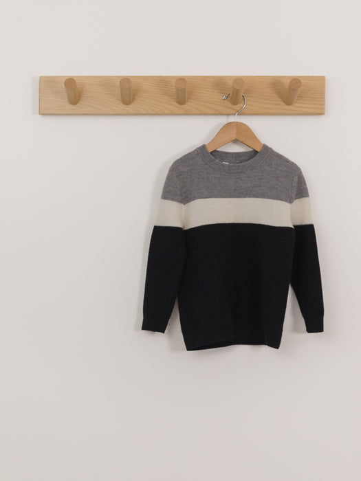North South Merino Black, Gray and Cream Colourblock Pullover