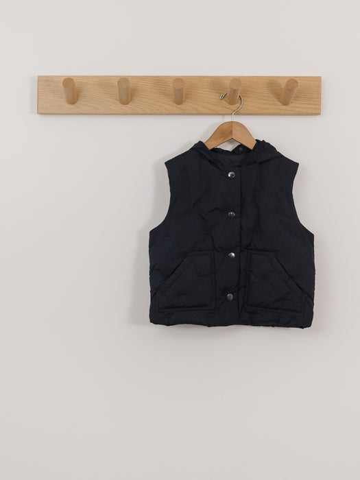 Bonpoint Black Puffer Gilet with Packable Hood
