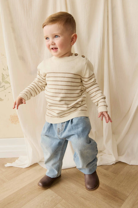 Malcom Knitted Jumper - Stripe Cloud Brioche