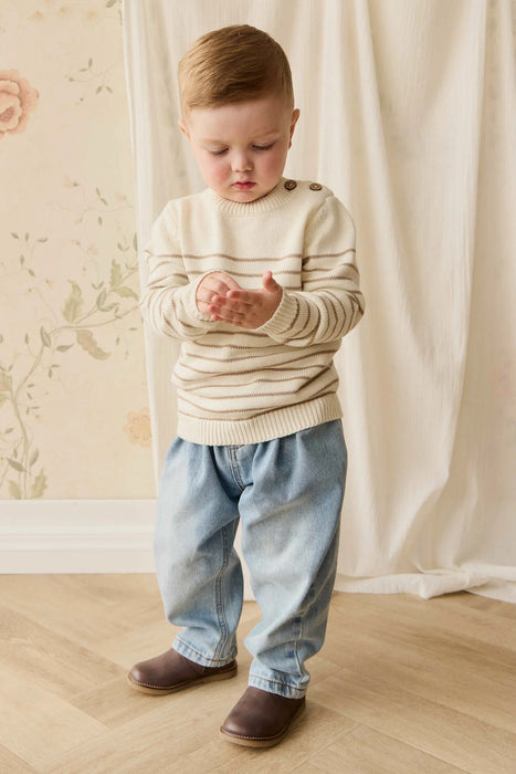 Malcom Knitted Jumper - Stripe Cloud Brioche
