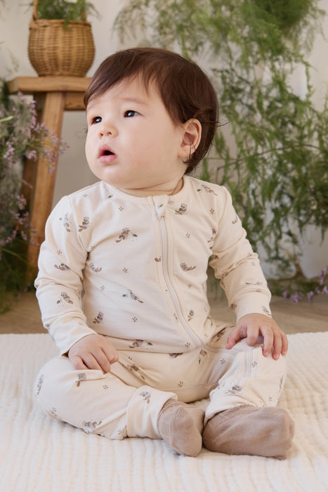 Organic Cotton Reese Zip Onepiece - Otter Buddies Tofu